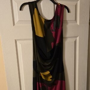 RACHEL Rachel Roy Asymmetrical Dress in Pink, Yellow, and Black